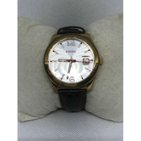 Fossil ES3591 Womens Brown Leather Analog Silver Dial Quartz Genuine Watch Ff143 - Picture 1 of 9